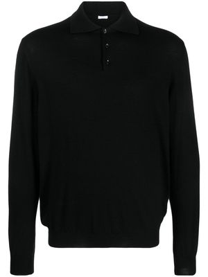 Malo long-sleeved virgin wool polo shirt - Black