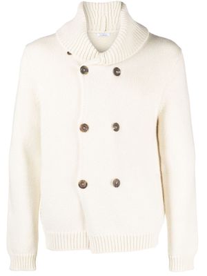 Malo shawl-lapel virgin-wool blend cardigan - White