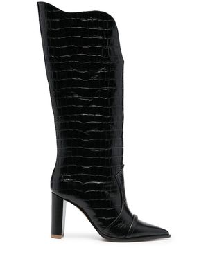 Malone Souliers Claude crocodile-embossed boots - Black