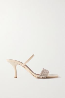 Malone Souliers - Frida 70 Cord-trimmed Leather Mules - Neutrals