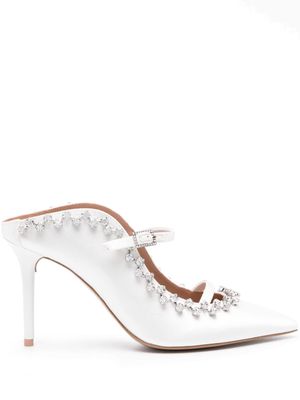 Malone Souliers Gala 100mm crystal-embellished mules - White