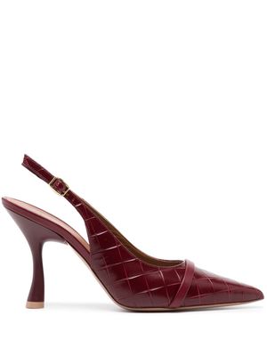 Malone Souliers Jama 90mm crocodile-embossed leather pumps - Red