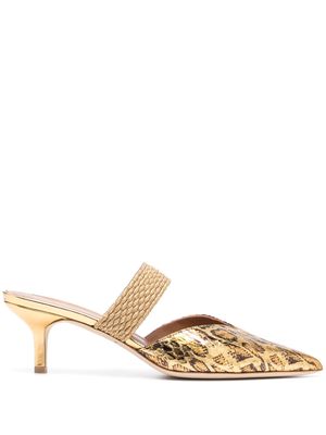 Malone Souliers leopard-print 60mm leather mules - Gold