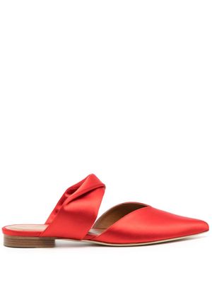 Malone Souliers Maisie twist-detail satin mules - Red