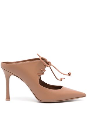 Malone Souliers Marcia 90mm lace-up leather mules - Neutrals