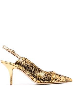 Malone Souliers Marion 70mm snakeskin-effect pumps - Gold