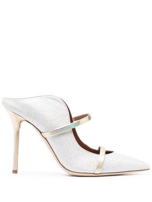 Malone Souliers metallic-finish 100mm leather pumps - Silver