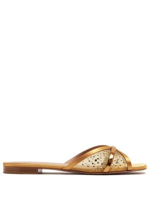 Malone Souliers Perla crystal-embellished flat sandals - Gold