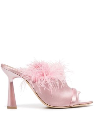 Malone Souliers Rima 95 feather detail mules - Pink