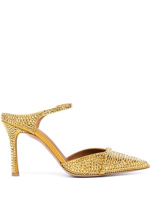 Malone Souliers stud-embellished 85mm mules - Yellow
