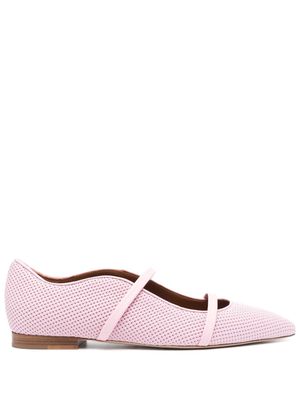 Malone Souliers textured-finish leather ballerina shoes - Pink