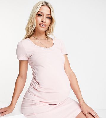Mama.licious Maternity scoop neck T-shirt dress in light pink