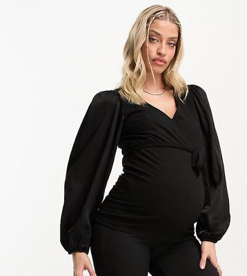 Mama.licious Maternity v-neck blouse in black