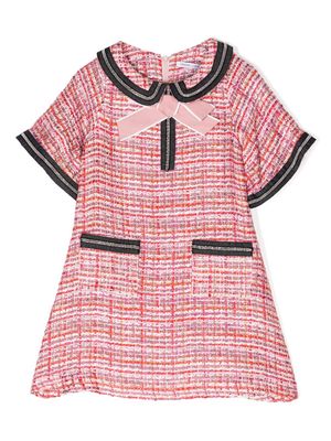 MAMA LUMA KIDS bow-detail tweed dress - Pink