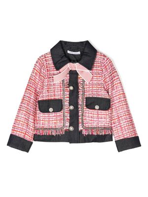MAMA LUMA KIDS bow-detail tweed jacket - Pink
