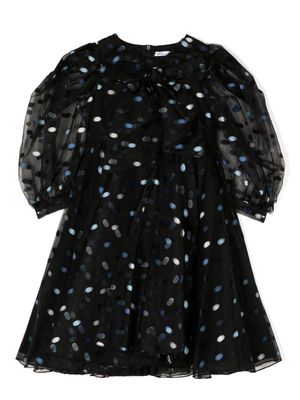 MAMA LUMA KIDS geometric-patterned tulle dress - Black