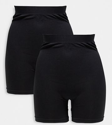 Mamalicious Maternity 2 pack over the bump shapewear shorts in black