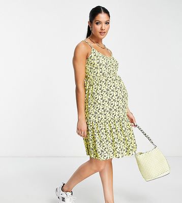 Mamalicious Maternity floral cami dress in yellow