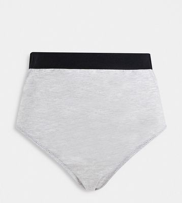 Mamalicious Maternity high waisted briefs in gray with black waistband
