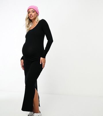 Mamalicious Maternity jersey bodycon midi dress in black