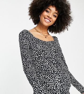 Mamalicious Maternity jersey top in black spot print - part of a set