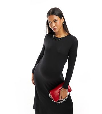 Mamalicious Maternity long sleeved maxi dress in black