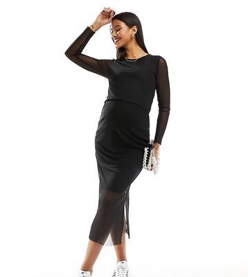 Mamalicious Maternity mesh long sleeved top in black - part of a set