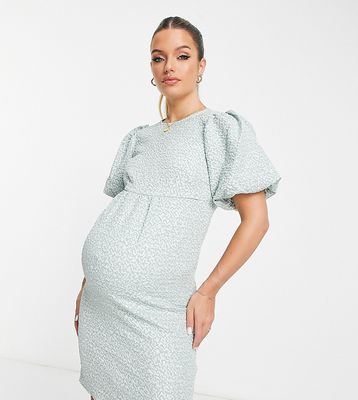 Mamalicious Maternity puff sleeve dress in gray