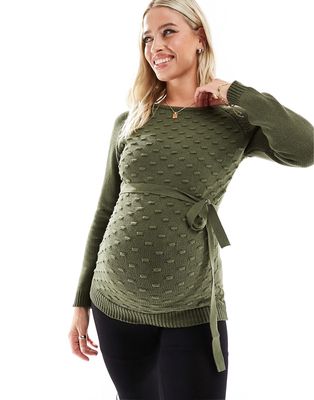 Mamalicious maternity sweater in khaki-Green