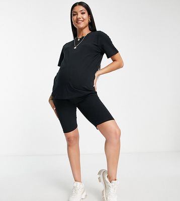 Mamalicious Maternity T-shirt and legging shorts set in black