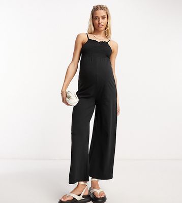 Mamalicious Maternity wide leg Jumpsuit in black