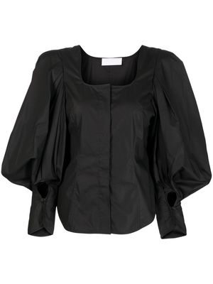 Mame Kurogouchi square-neck puff-sleeve blouse - Black