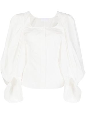 Mame Kurogouchi square-neck puff-sleeve blouse - White