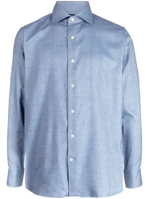 Man On The Boon. Albini herringbone shirt - Blue