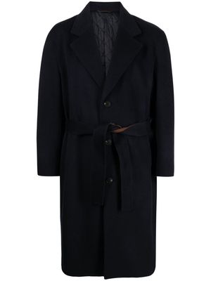 Man On The Boon. brushed belted single-breasted coat - Blue