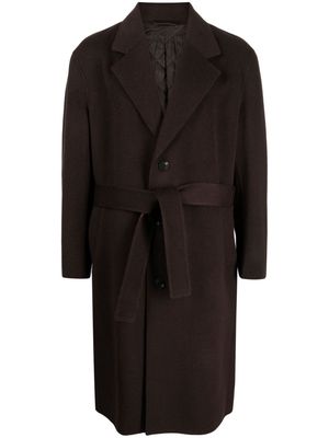 Man On The Boon. brushed belted single-breasted coat - Brown