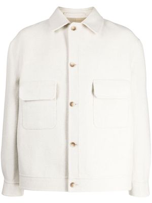 Man On The Boon. button-up knitted shirt jacket - White