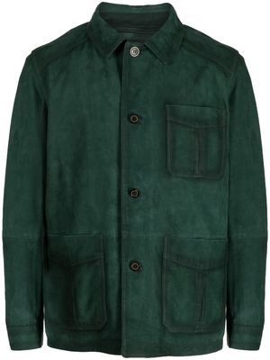 Man On The Boon. buttoned suede shirt jacket - Green