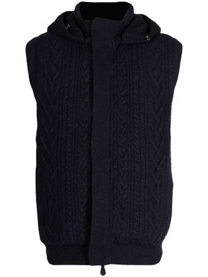 Man On The Boon. cable-knit hooded vest - Blue