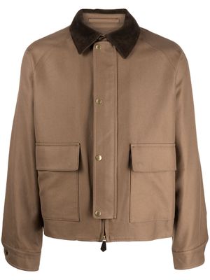 Man On The Boon. corduroy-collar cotton jacket - Brown