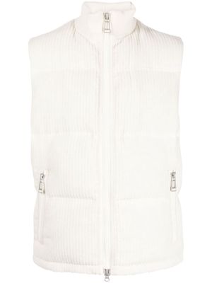 Man On The Boon. corduroy padded quilted vest - White
