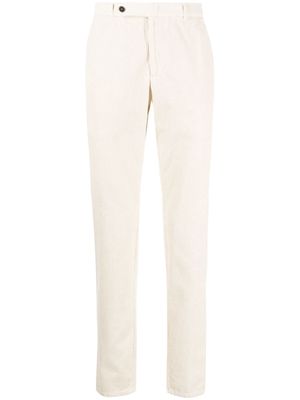 Man On The Boon. garment-dyed corduroy straight-leg trousers - White