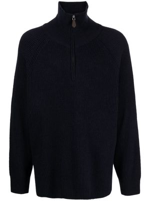 Man On The Boon. half-zip ribbed-knit jumper - Blue