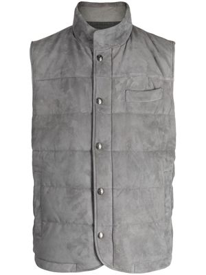 Man On The Boon. high-neck suede down gilet - Grey