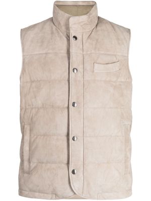 Man On The Boon. high-neck suede down gilet - Neutrals