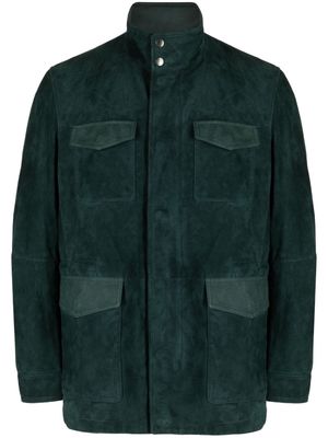 Man On The Boon. high-neck suede jacket - Green