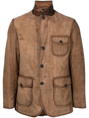 Man On The Boon. padded suede blazer - Brown