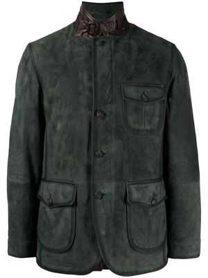 Man On The Boon. padded suede blazer - Green