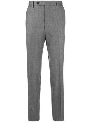 Man On The Boon. pressed-crease flannel tapered trousers - Grey