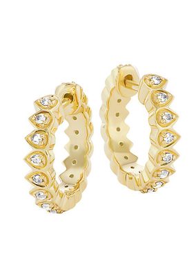 Mandala Petal 18K Yellow Gold & 0.32 TCW Diamond Huggie Hoop Earrings
